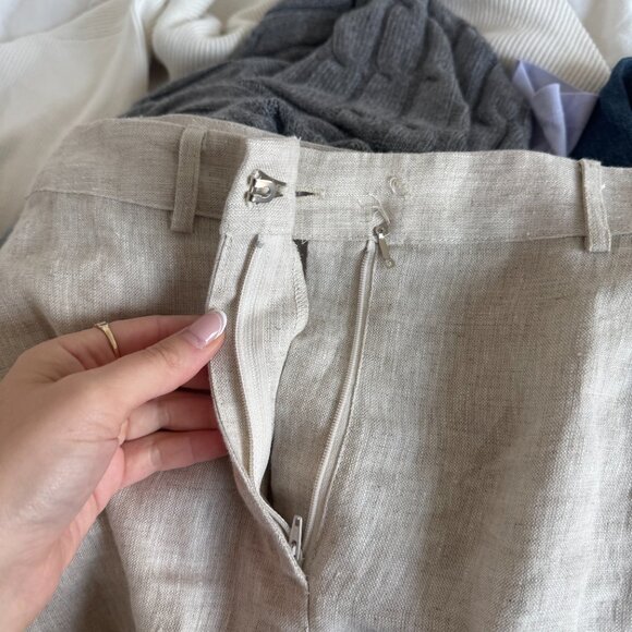 Reformation Gia Midi Skirt In Cream Linen Pencil Cut - Picture 3 of 7